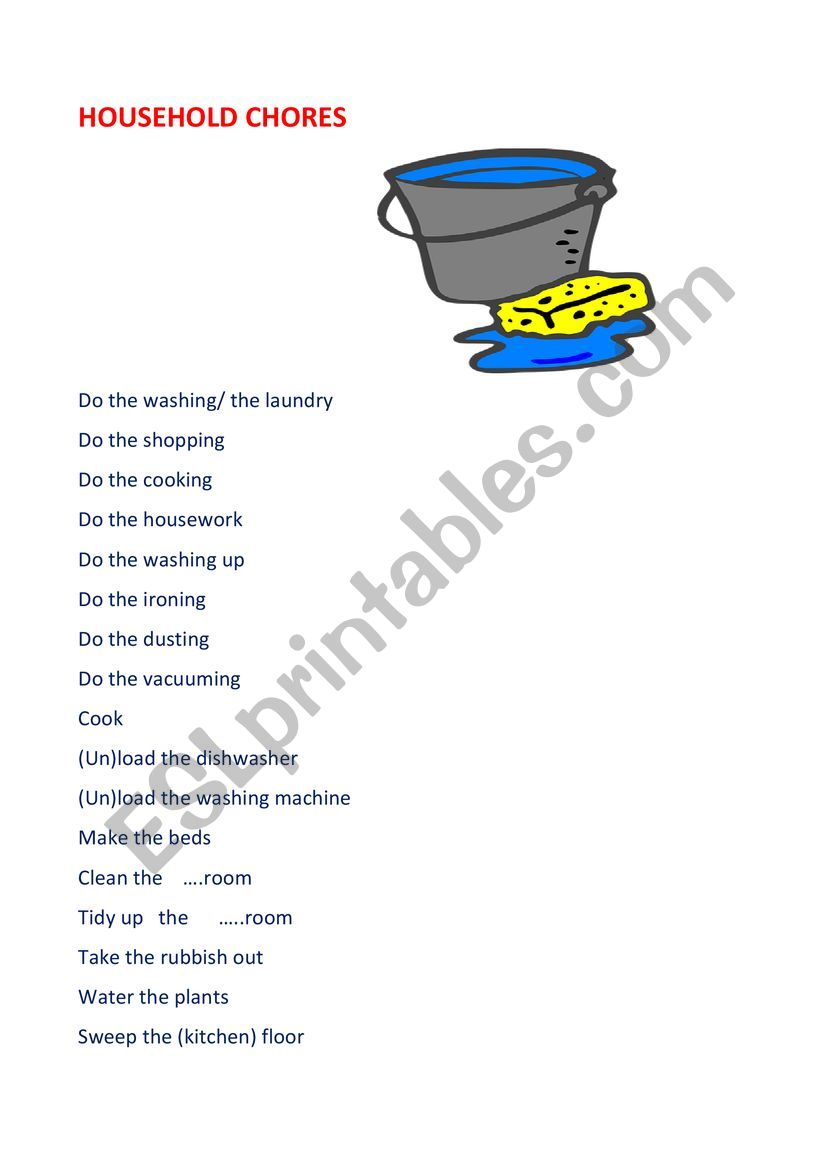 Vocabulary expanding: HOUSEHOLD CHORES