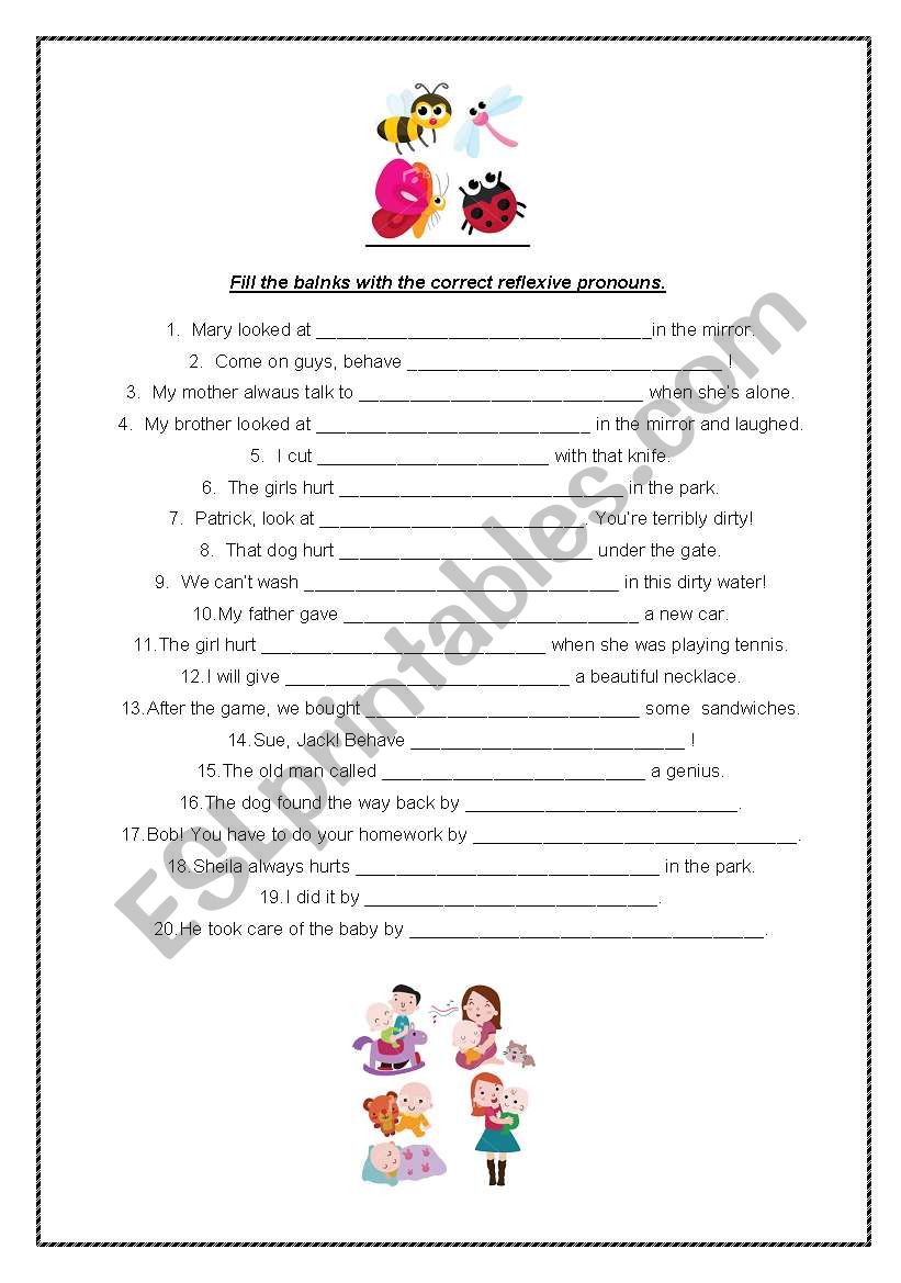 Reflexive pronouns worksheet