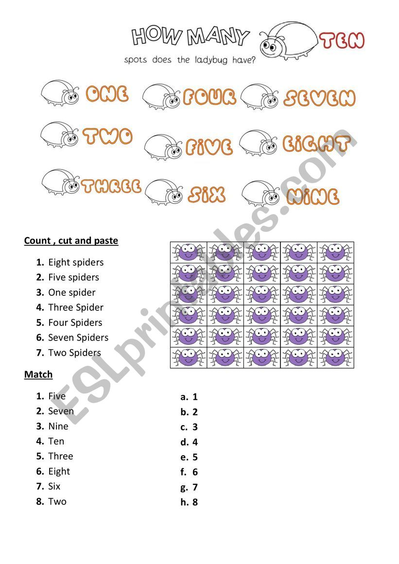 Numbers 1 - 10 worksheet