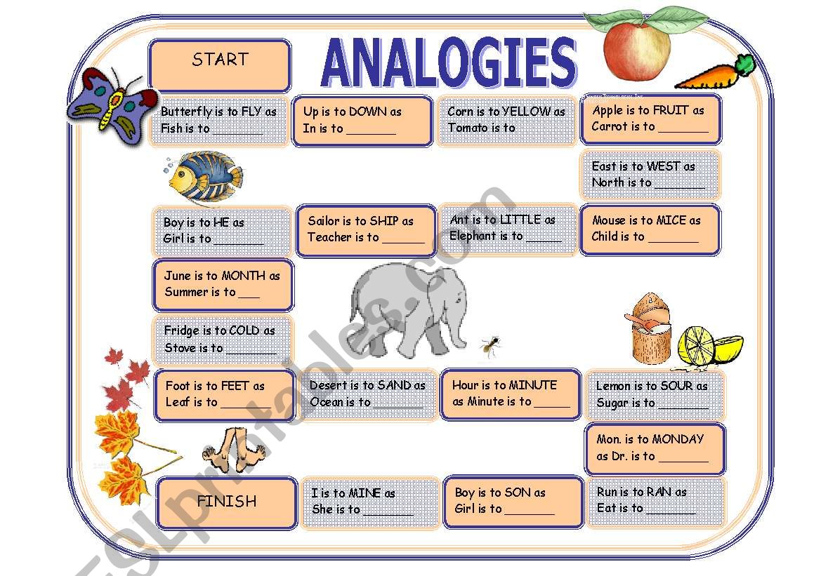 Analogies - Game worksheet