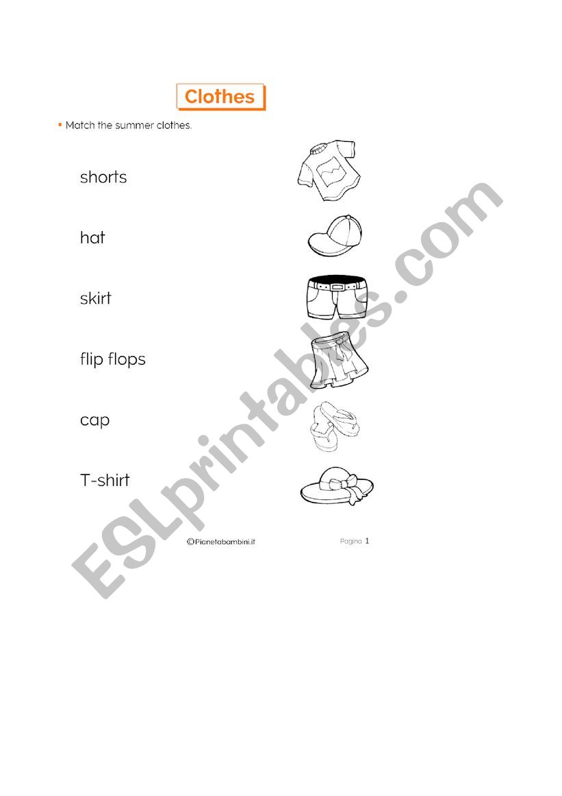 Clothes worksheet