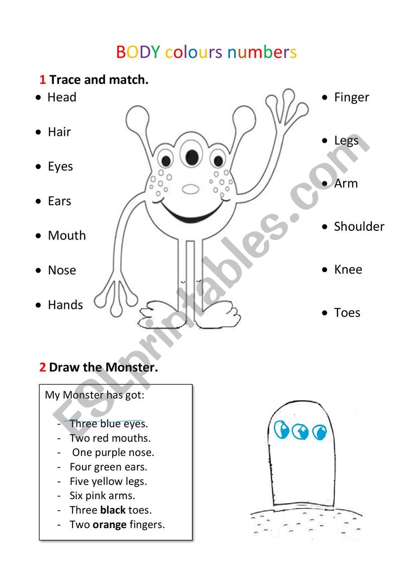 Body parts worksheet