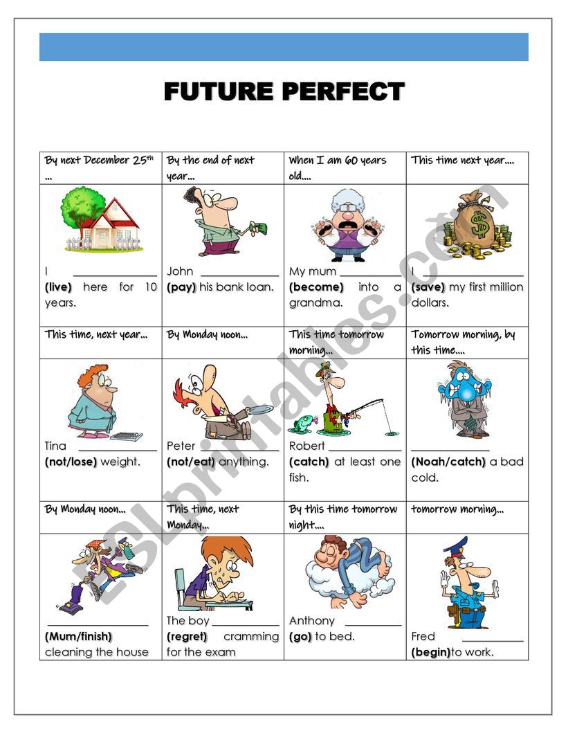 Future Perfect ESL Worksheet By Lunemx