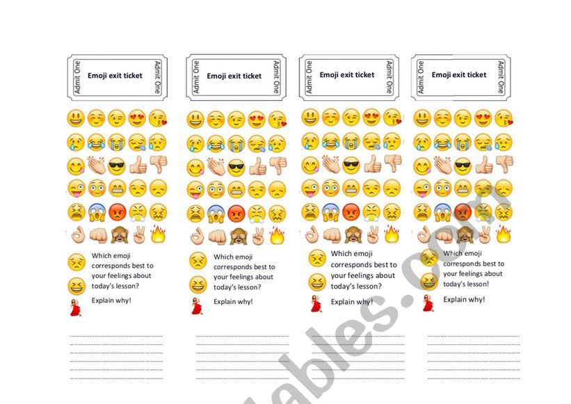 Plenary Smileys worksheet