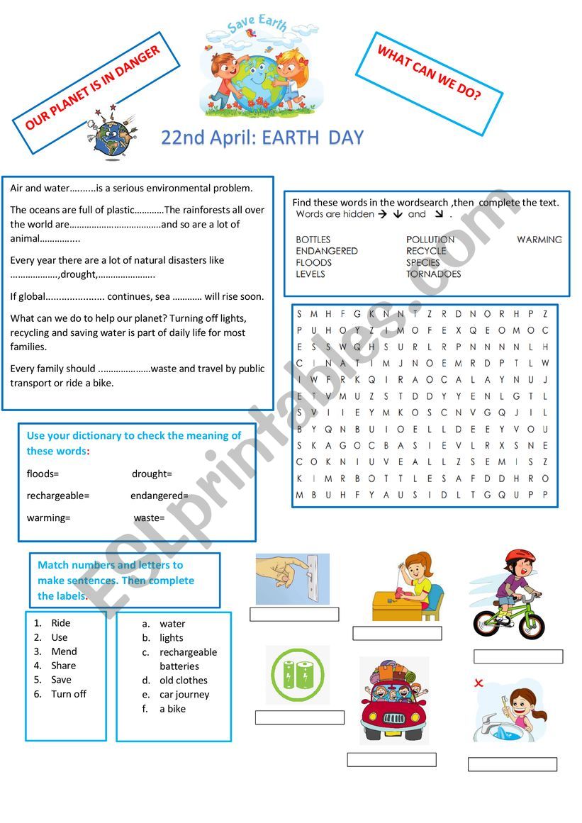Save the earth worksheet