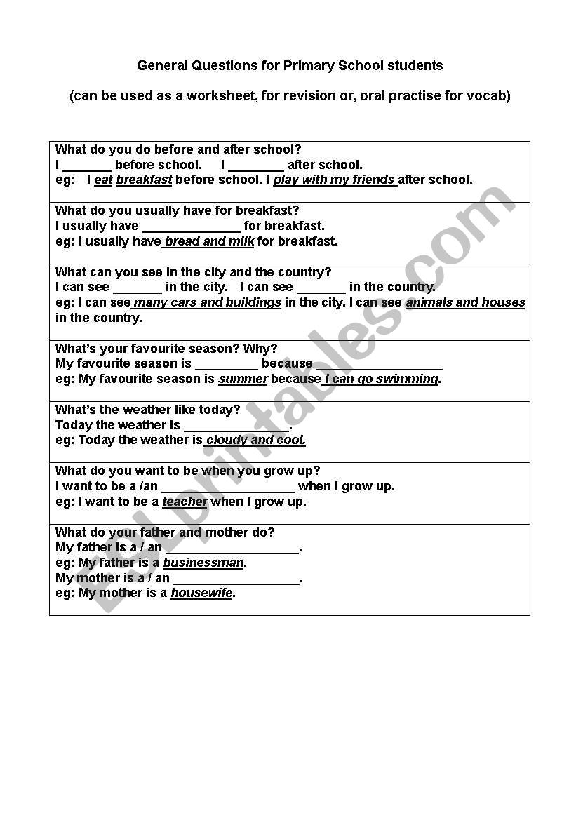 Daily Routine worksheet