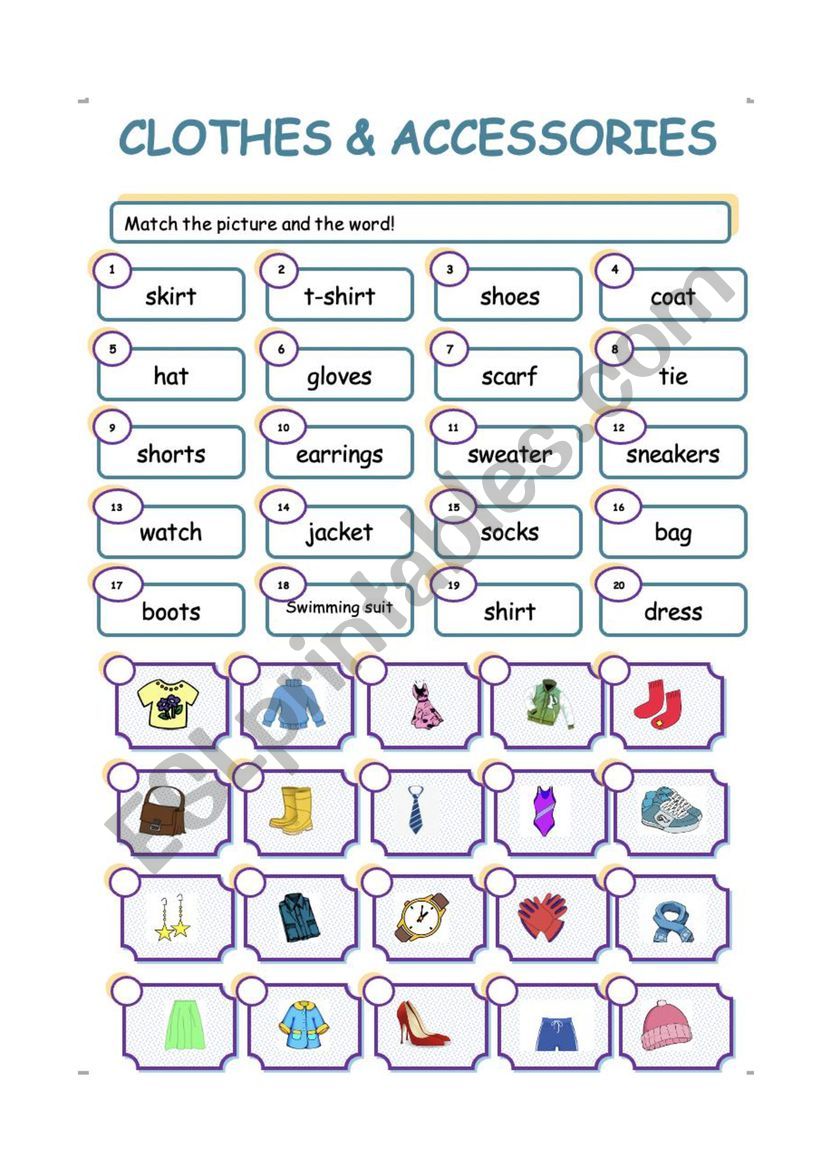 Clothes & Accessories  worksheet