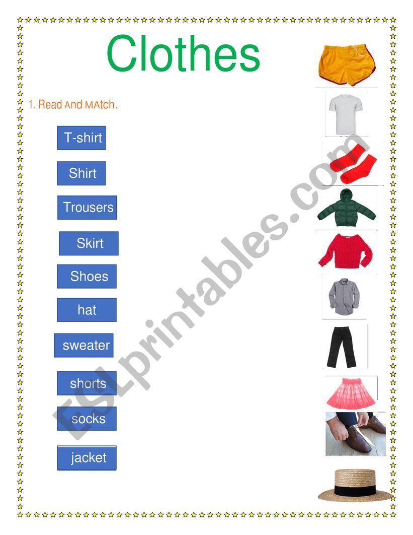 Clothes worksheet
