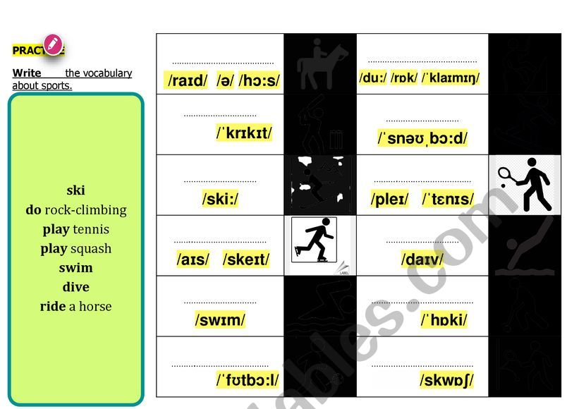 SPORTS VOCABULARY worksheet