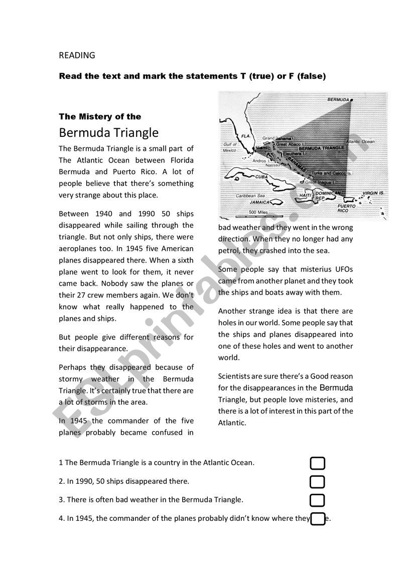 The Bermuda Triangle worksheet