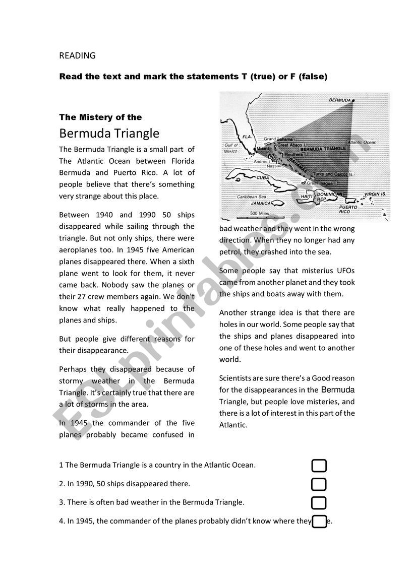 The Bermuda Triangle worksheet