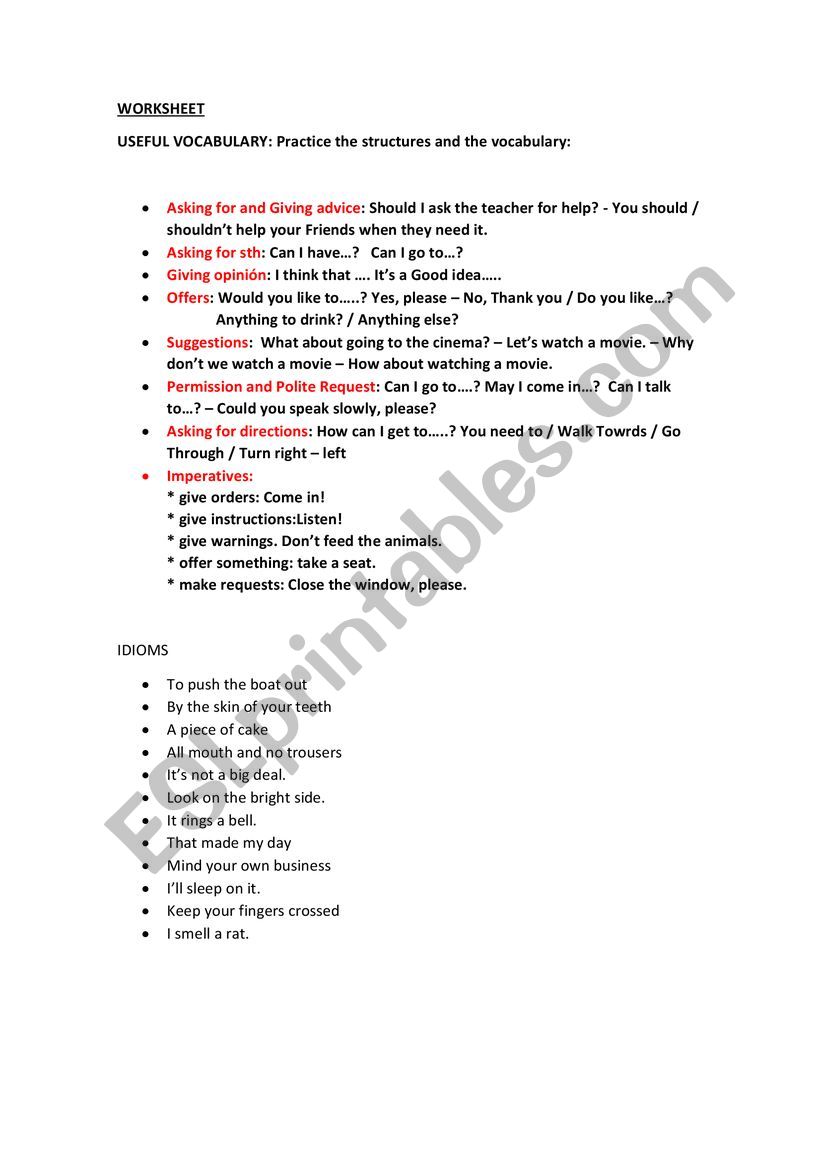 Speaking Practice worksheet