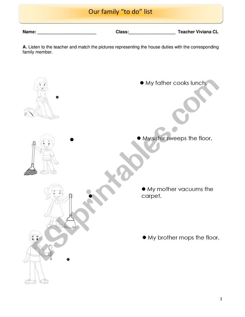 Family Chores worksheet