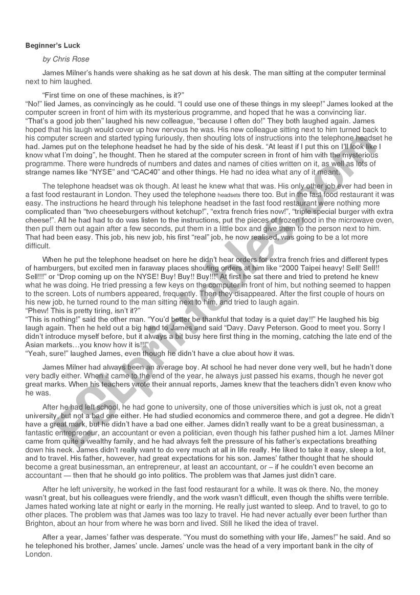 beginner worksheet