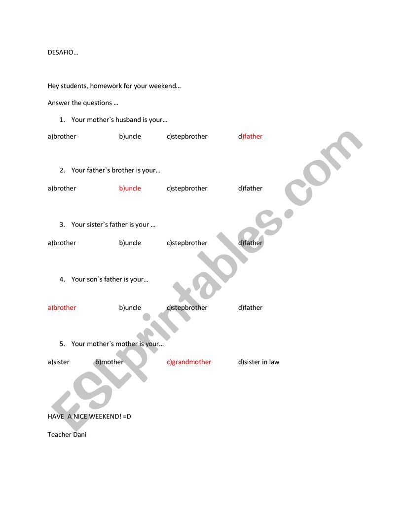 Challenge worksheet