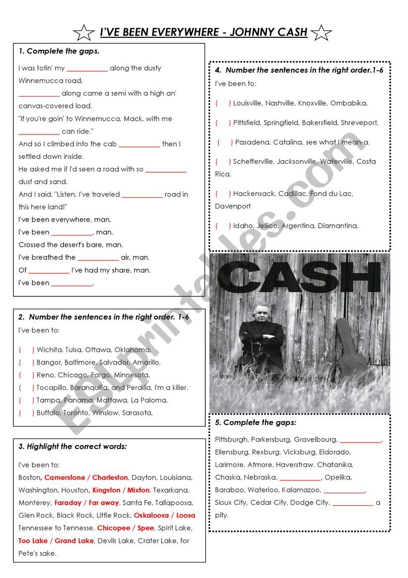 Song - I�ve been everywhere Johnny Cash