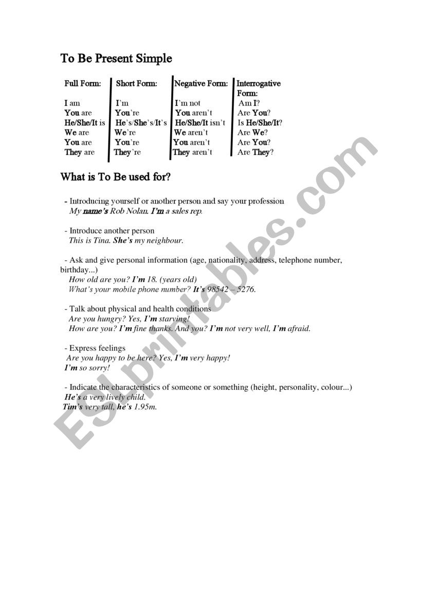 To Be + There worksheet