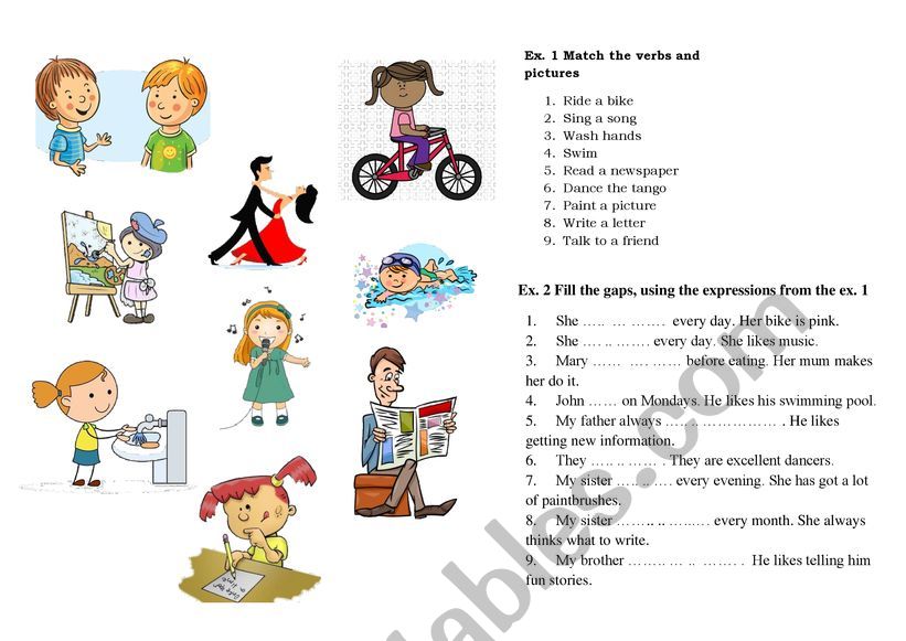 Present Simple. Affirmatives worksheet