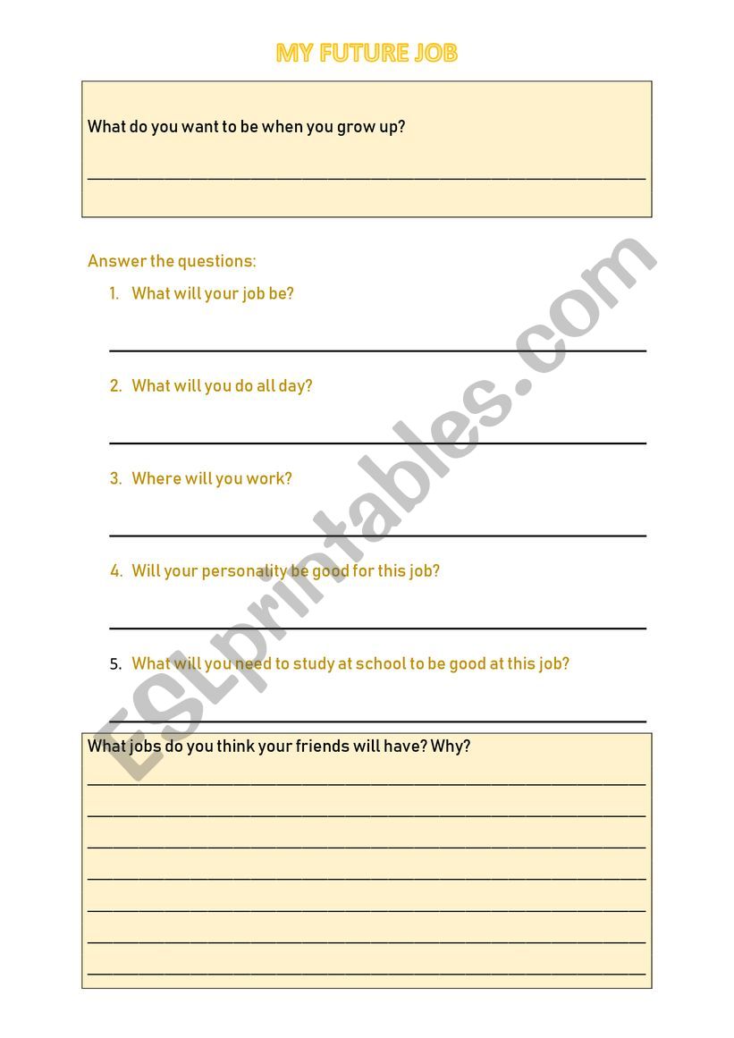 My future job worksheet