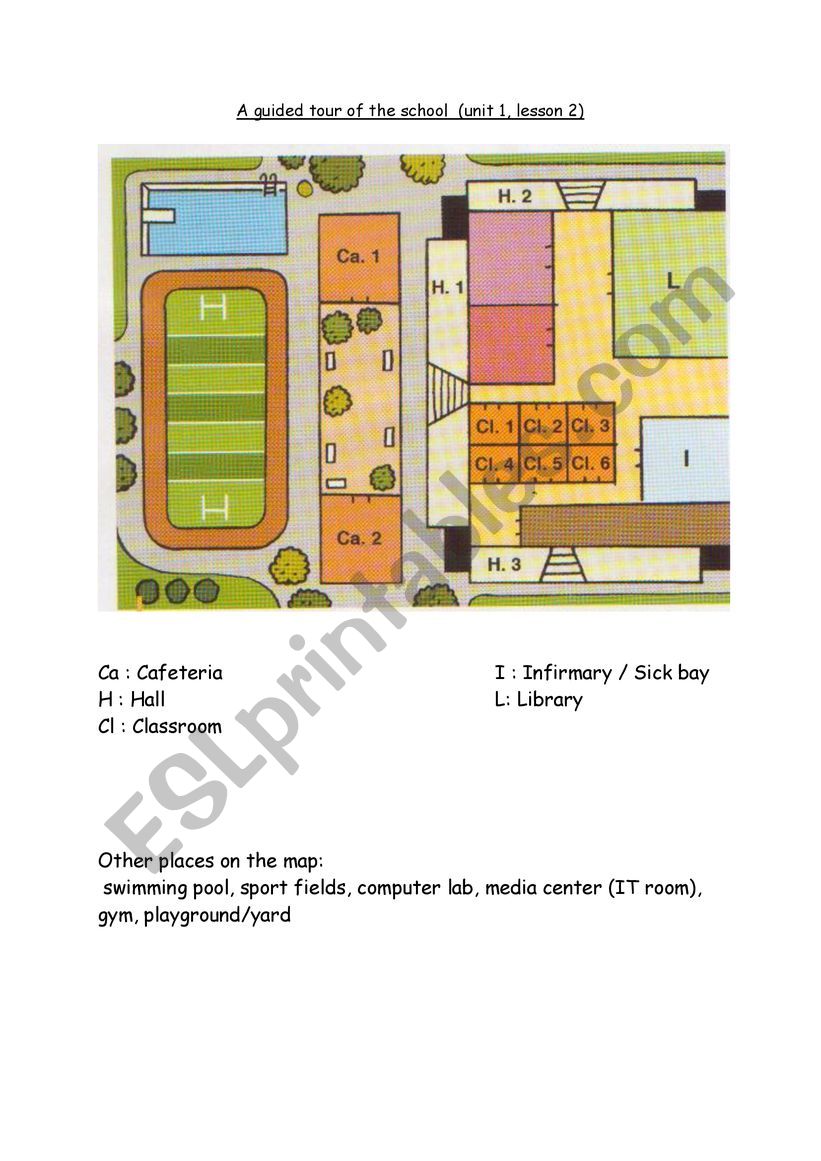 A guided tour of the school worksheet
