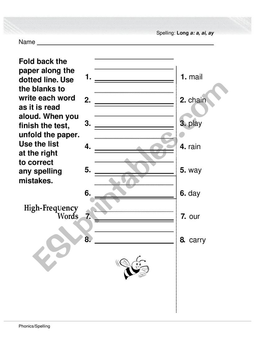 long  a worksheet