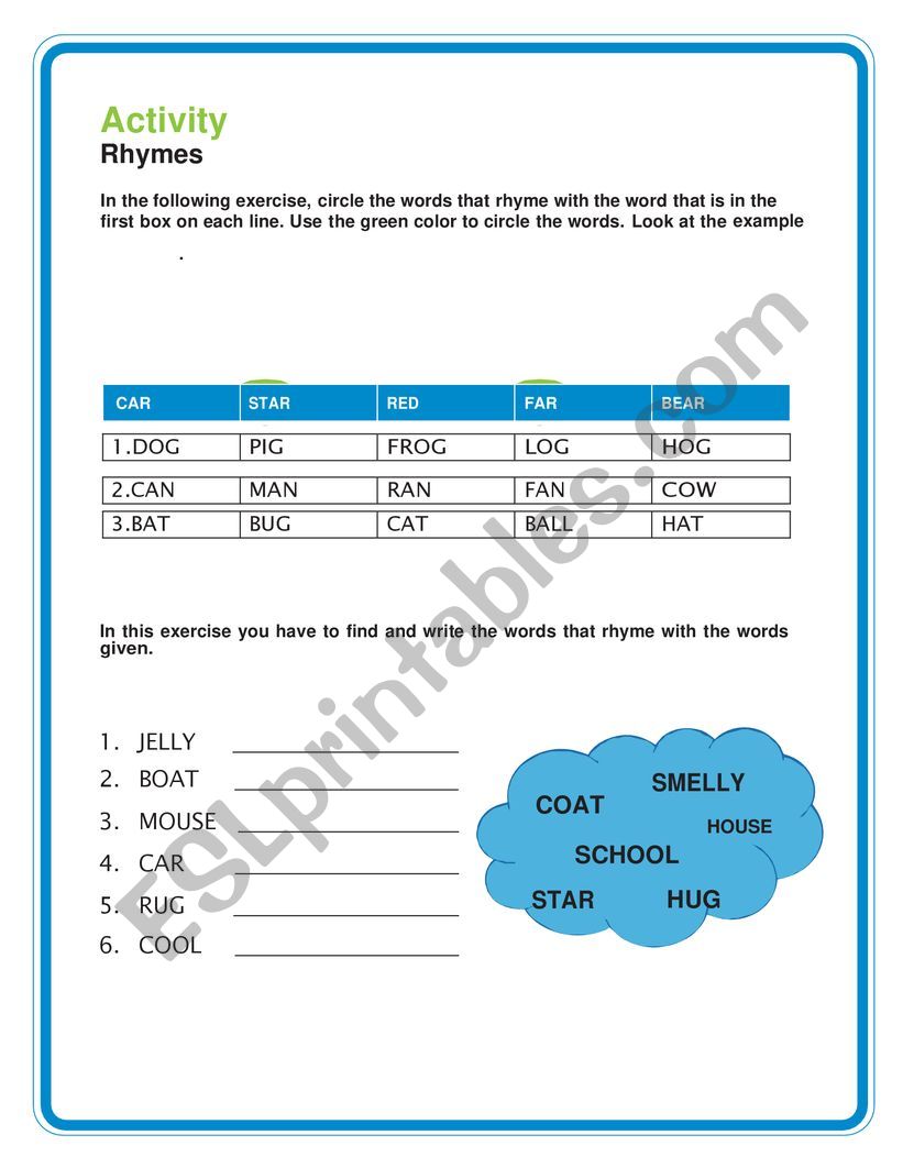 RHYMES worksheet