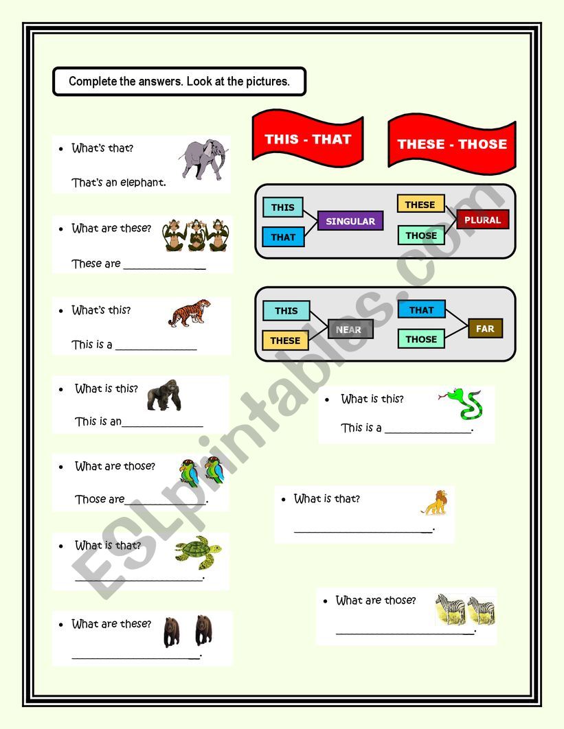 Animals worksheet