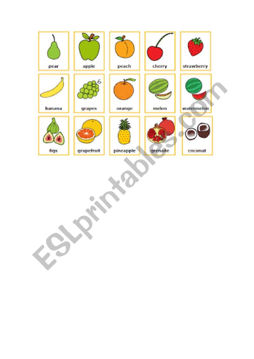 Frutas em ingls worksheet