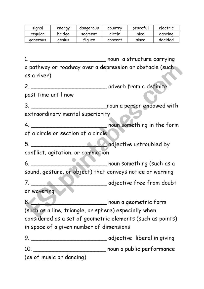 Grade Five Spelling Definitions Week 17