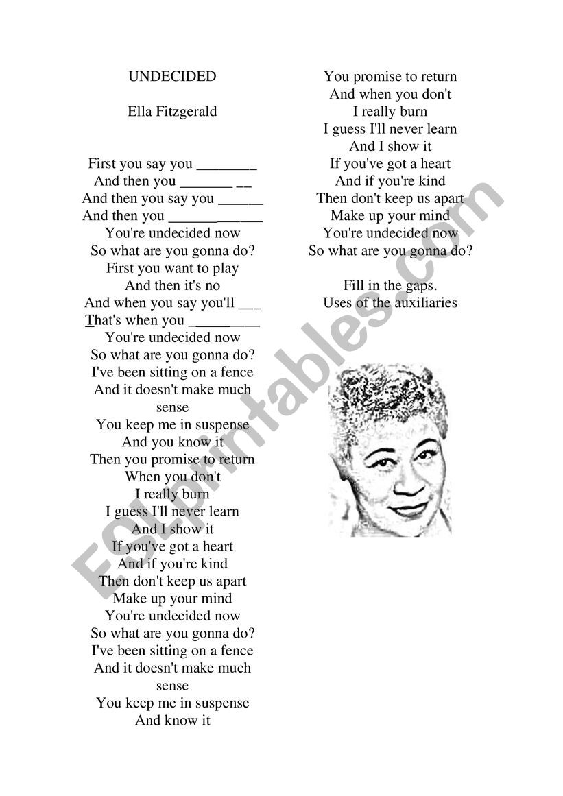 Undecided - Ella Fitzgerald worksheet
