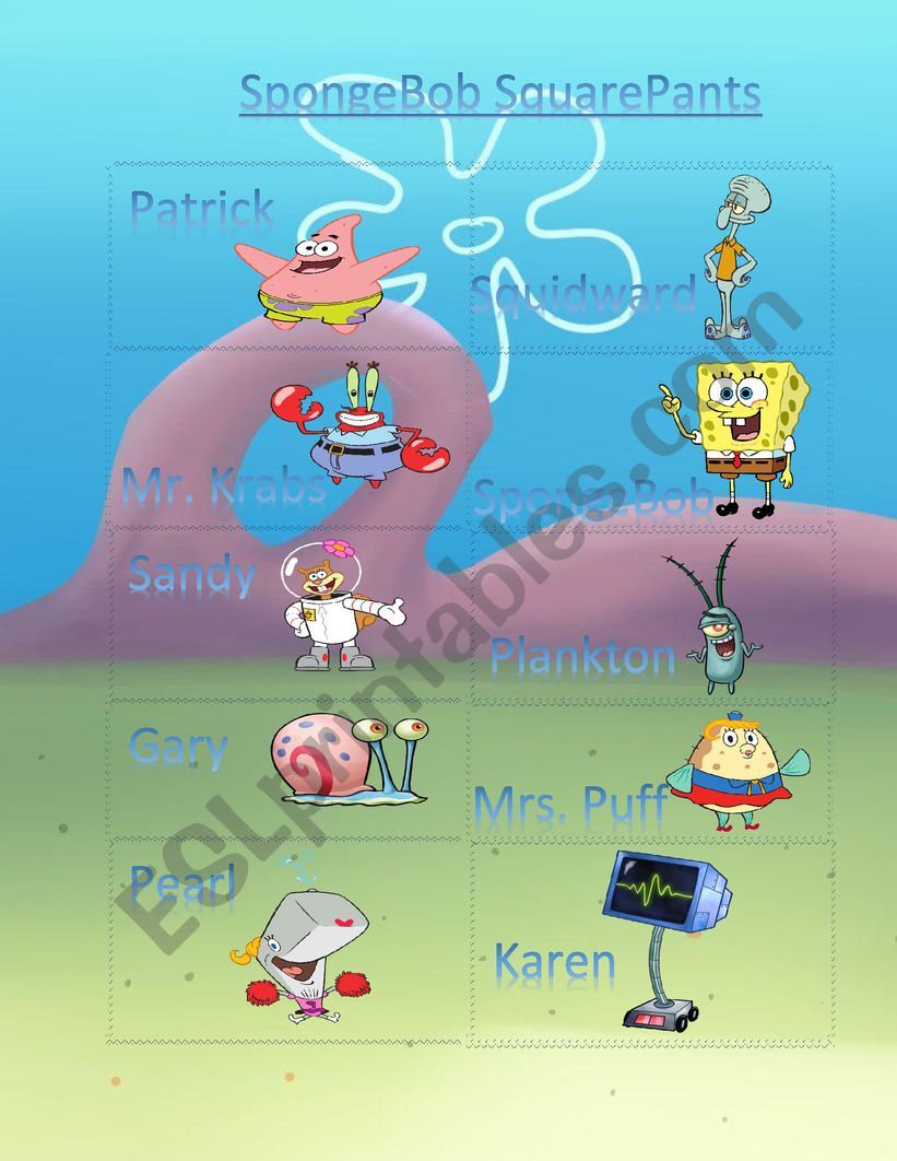 Guess Who SpongeBob worksheet