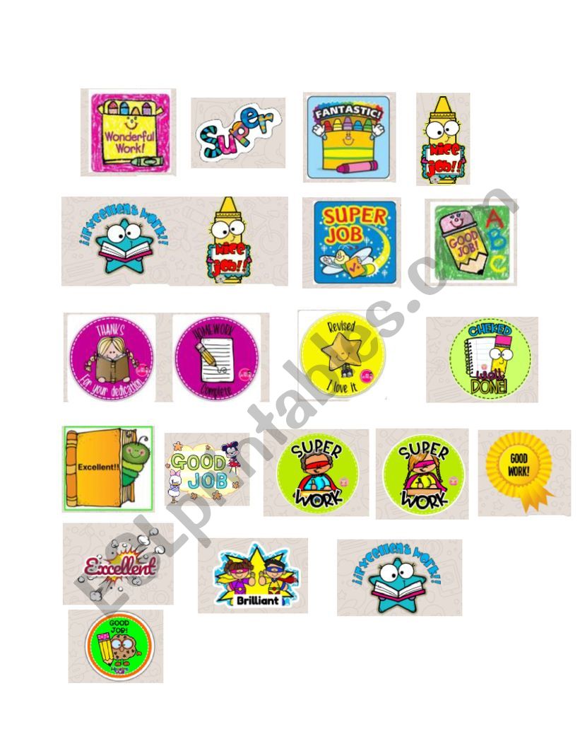 STICKERS worksheet