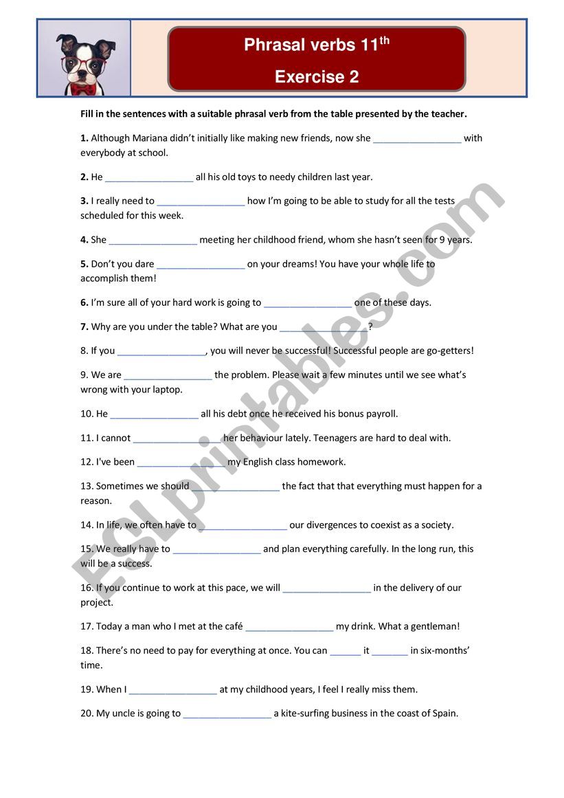 Phrasal Verbs 2 worksheet