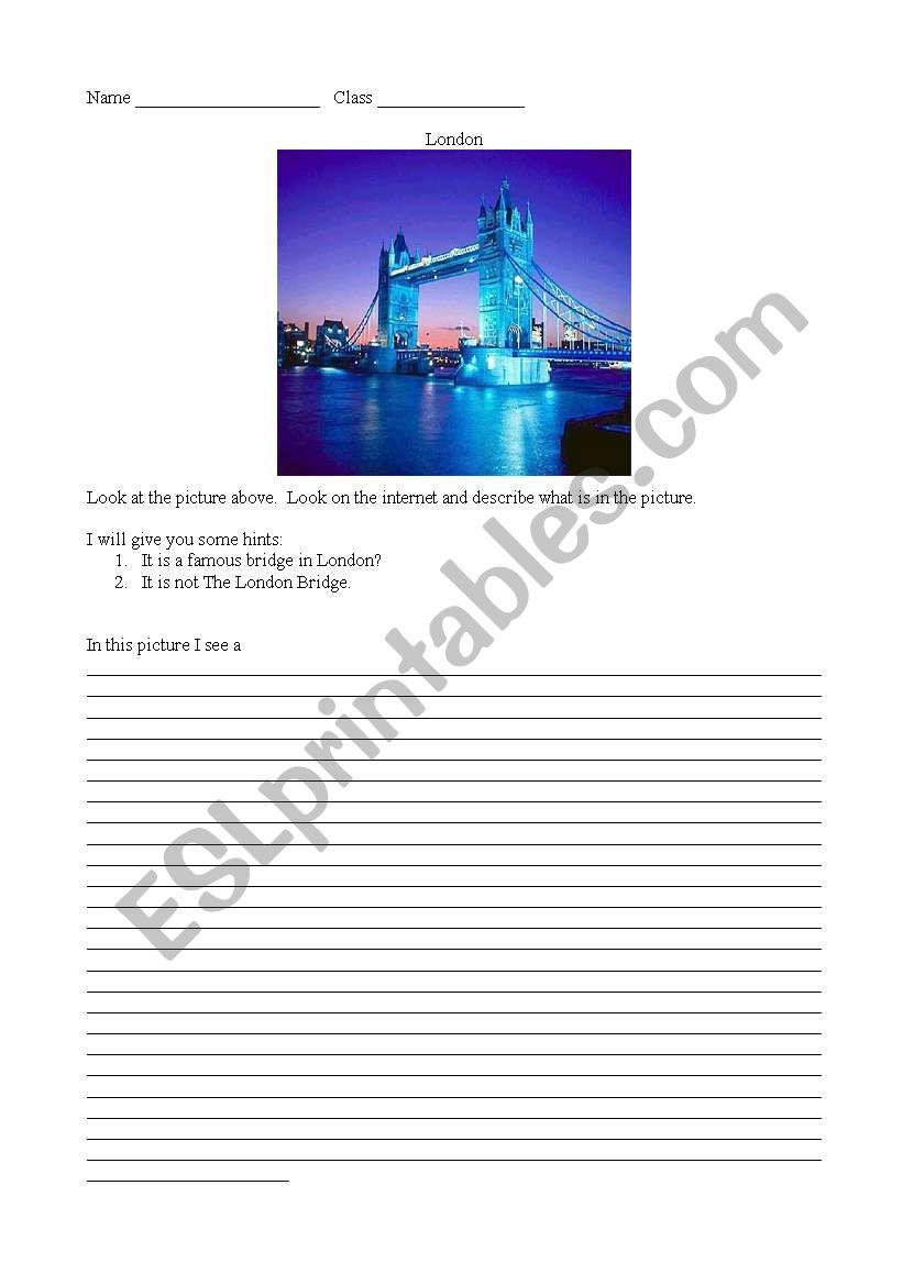 Tower Bridge London worksheet