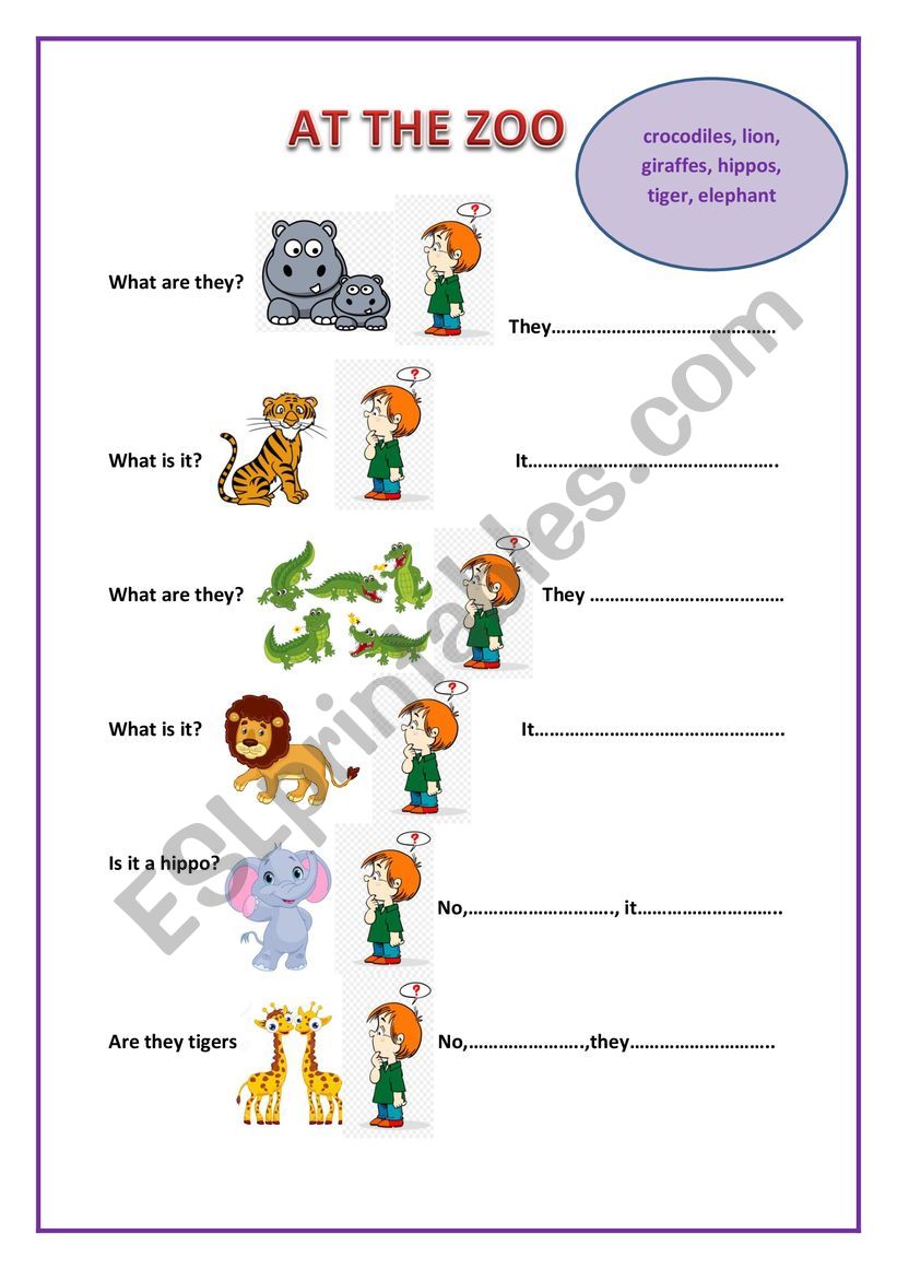 AT THE ZOO worksheet