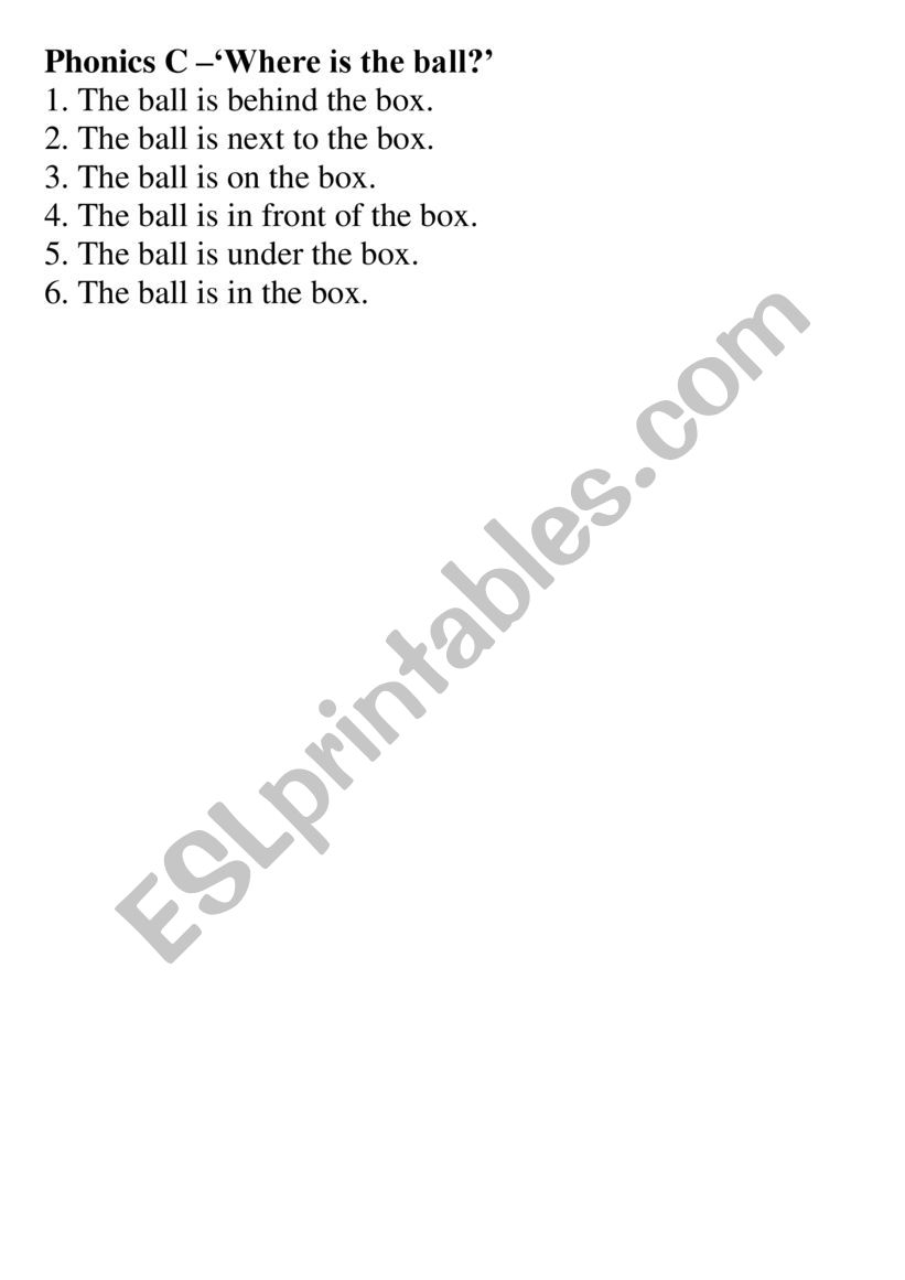 Where is the ball? worksheet