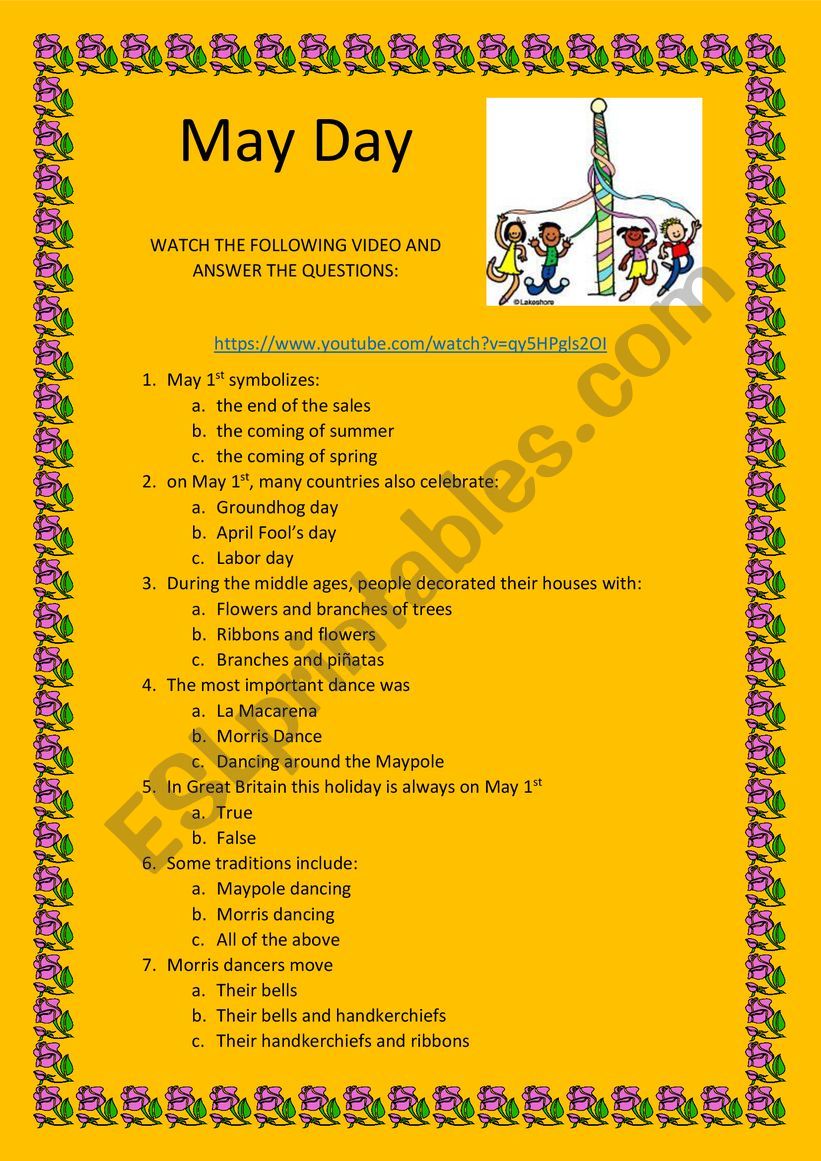 May Day in the UK  worksheet
