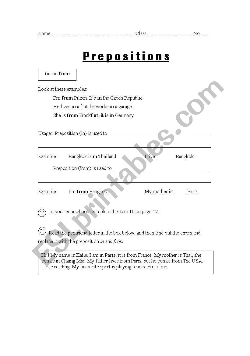 Preposition and Emotion worksheet