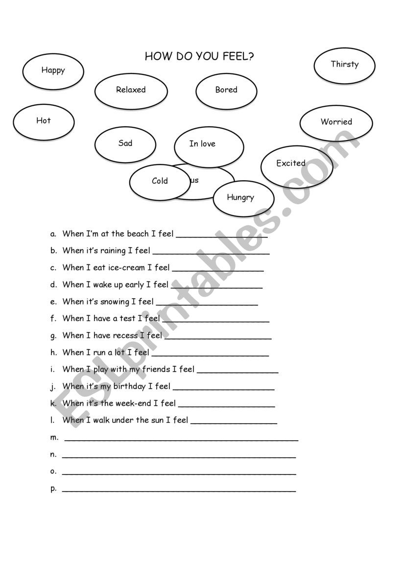 Feelings worksheet