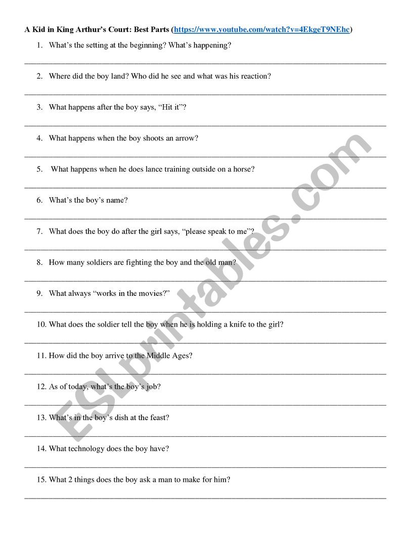 A Kid in King ArthurÃ¯Â¿Â½s Court - Video Activity