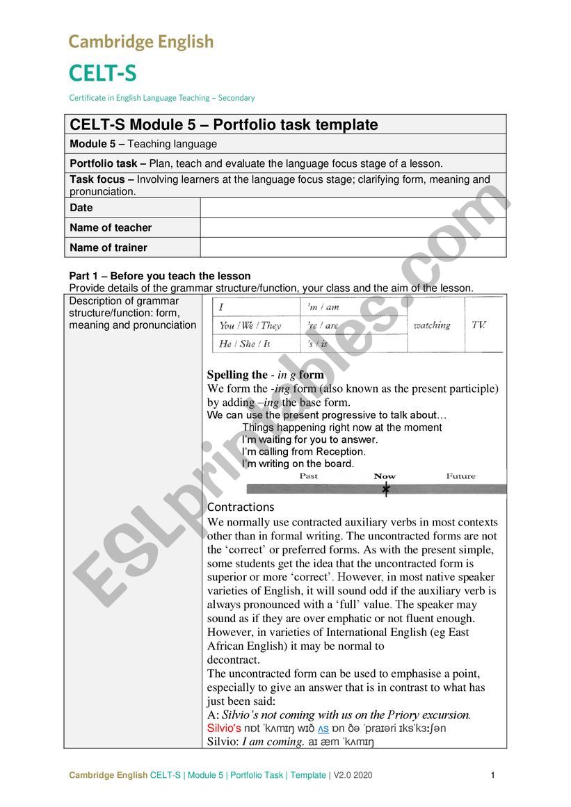 Celta s portfolio worksheet