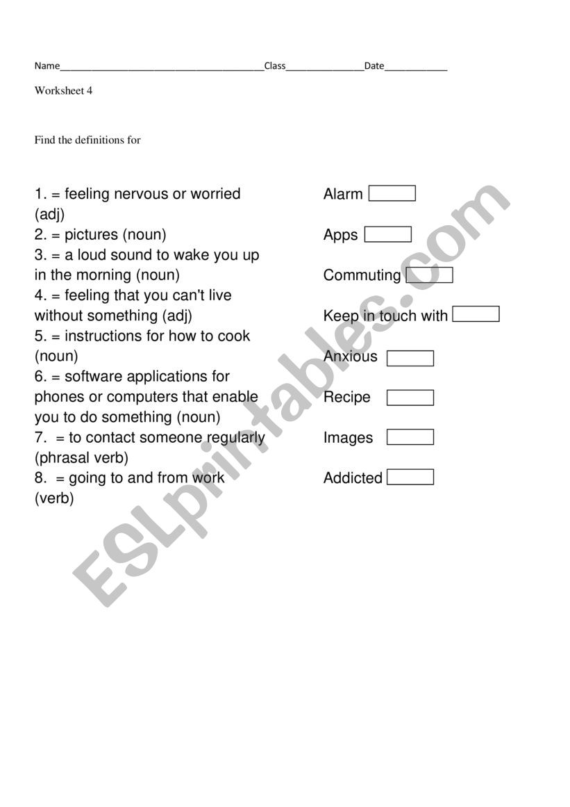 Find the definitions for worksheet