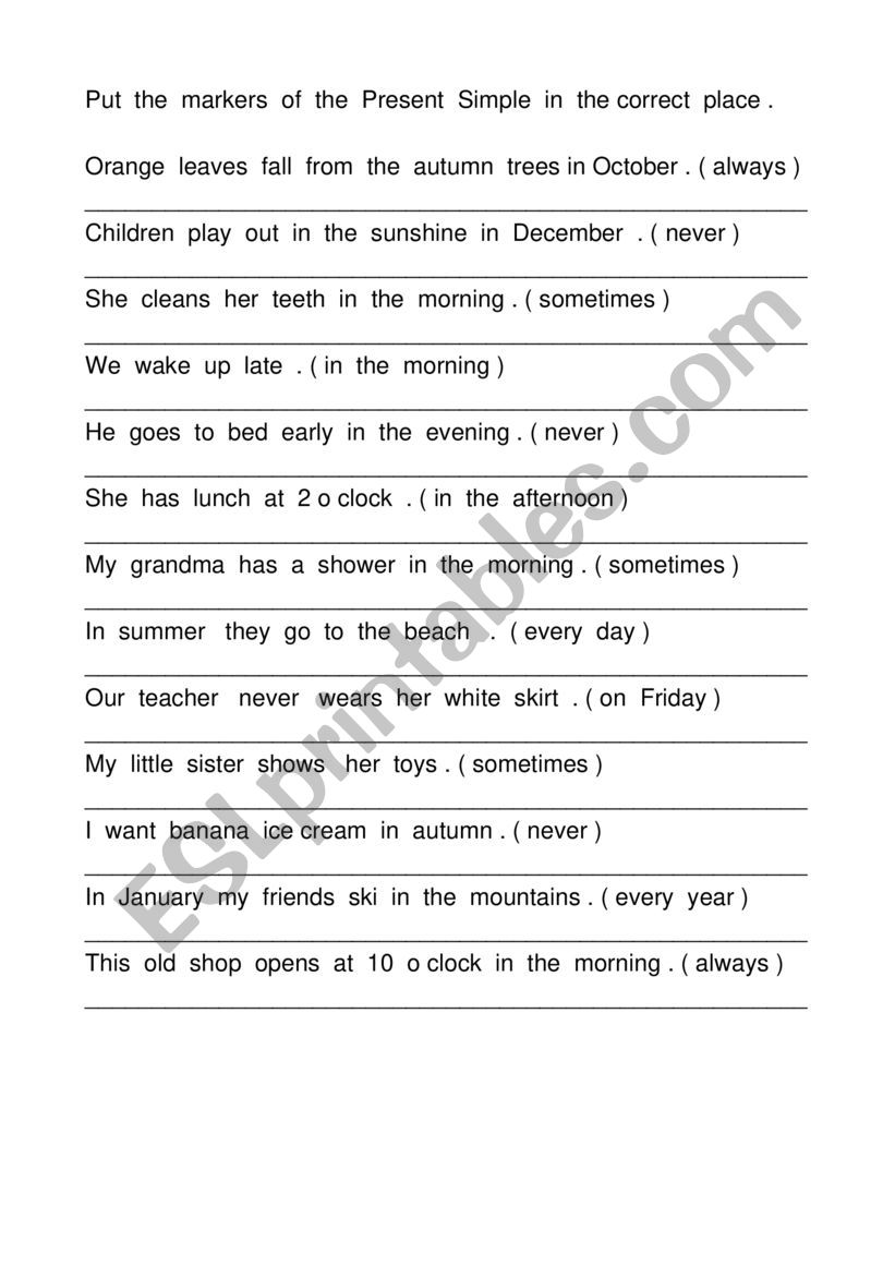 adverbs of  frequency ( Present Simple ) 