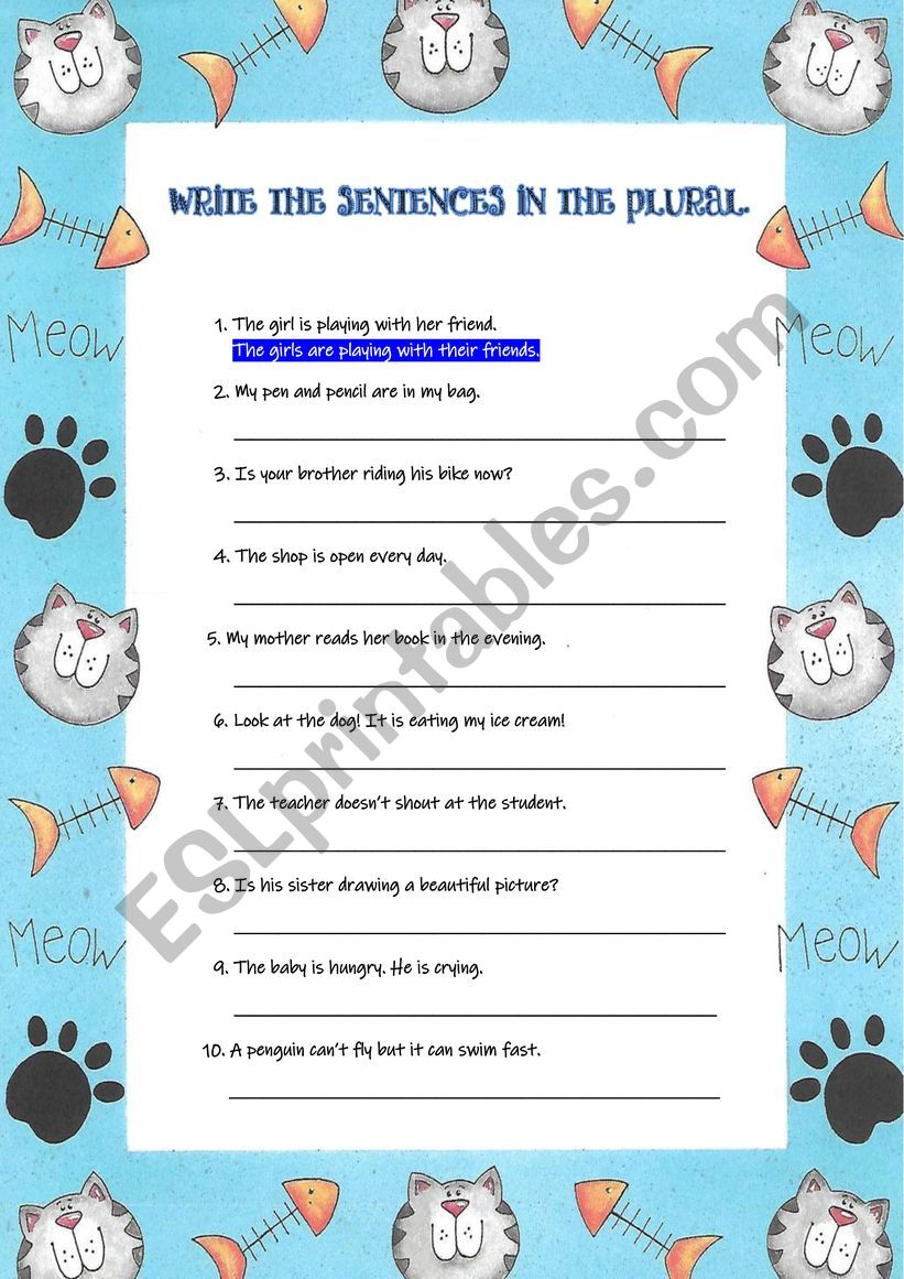 PLURALS worksheet