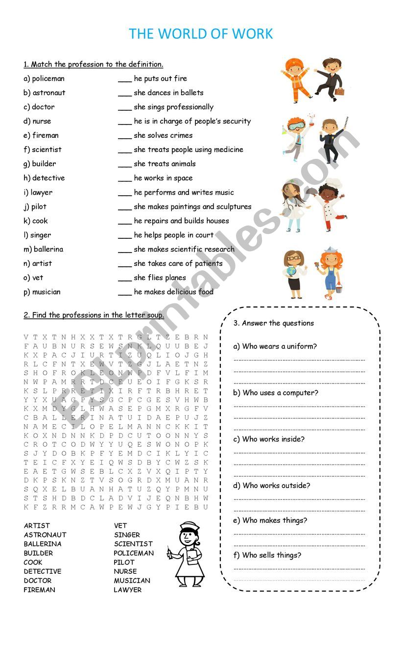 THE WORLD OF WORK worksheet