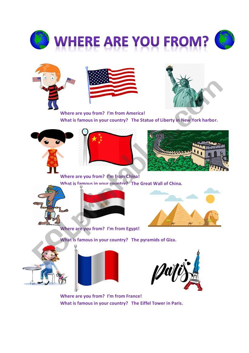 WHERE ARE YOU FROM? worksheet