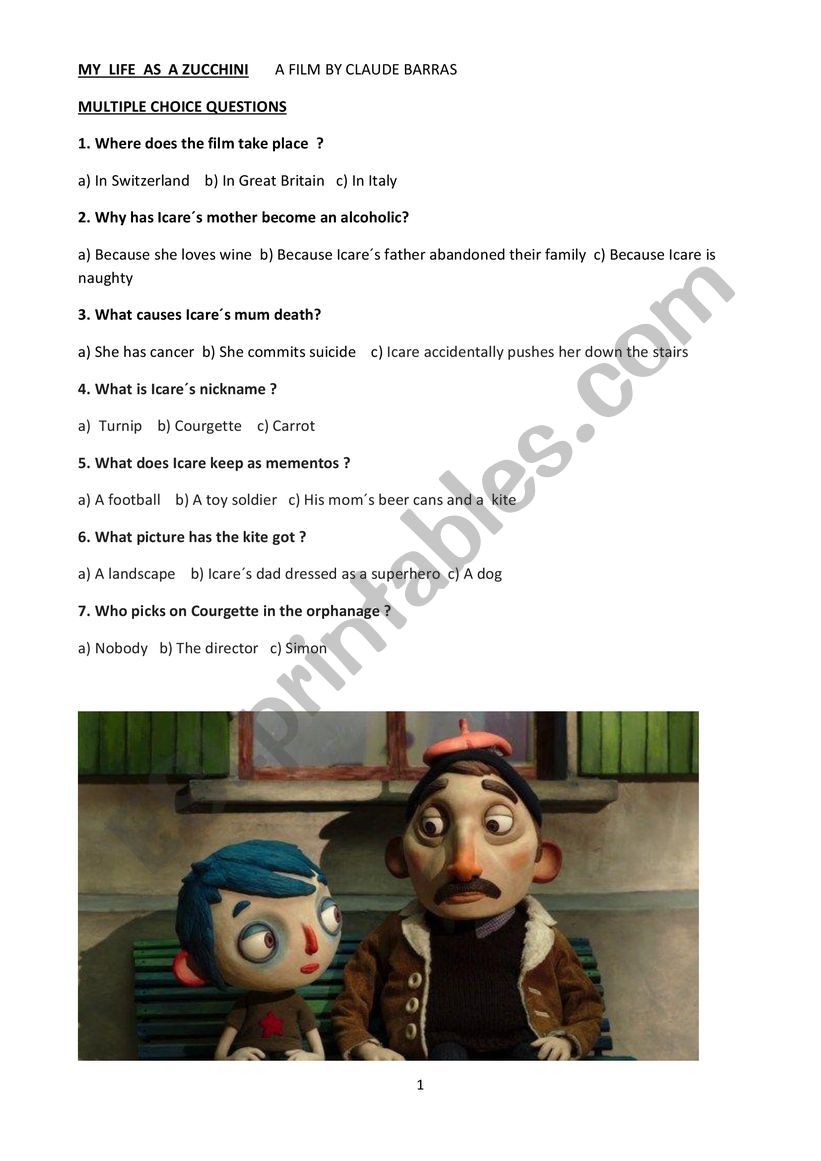 MY LIFE AS A ZUCCHINI FILM QUESTIONNAIRE