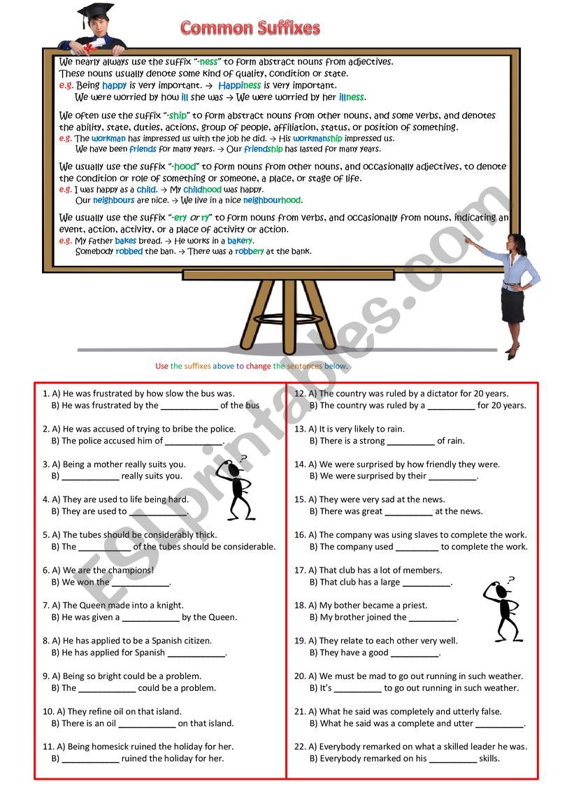 Common Suffixes worksheet