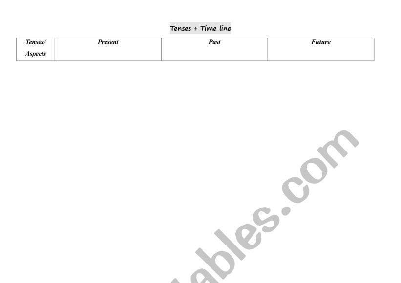 Tenses - Timeline worksheet