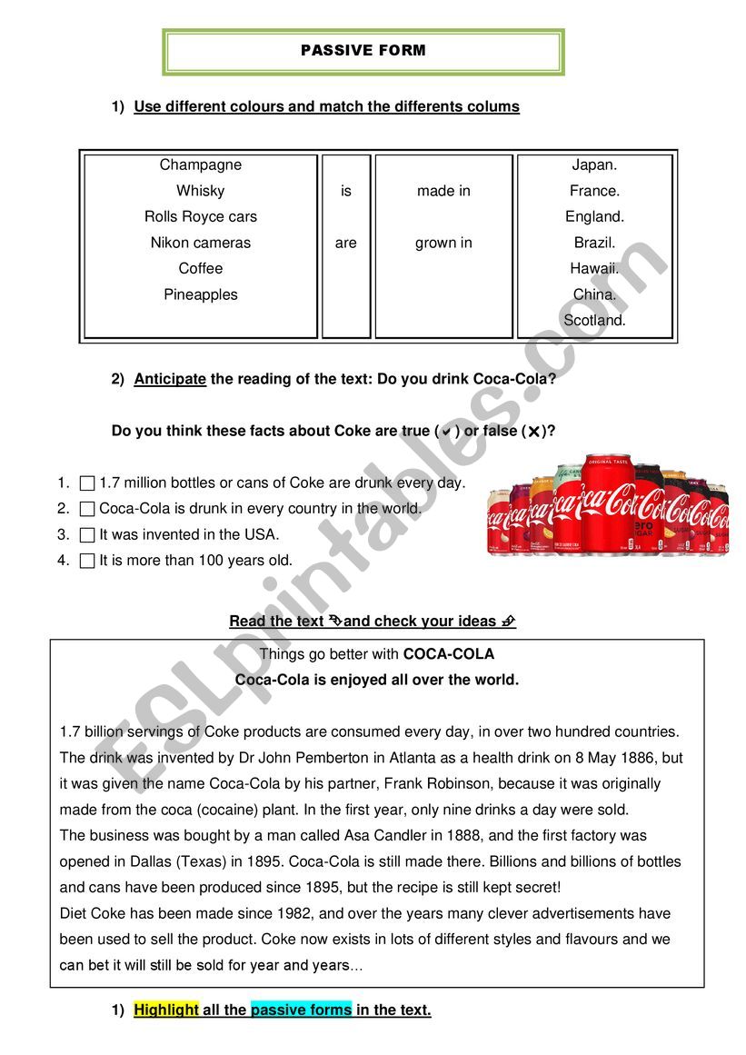 PASSIVE VOICE - FAMOUS BRANDS worksheet